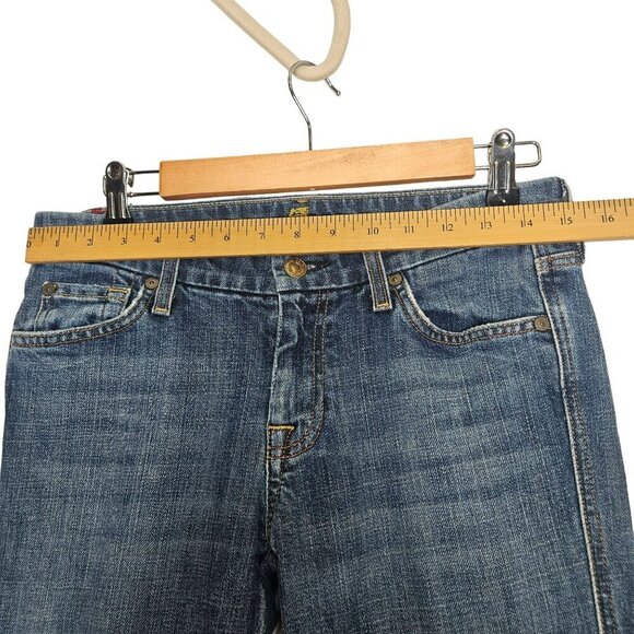 7 For All Mankind Womens Denim Blue A Pocket Flare Jeans Soft Stretch Size 29 - Picture 10 of 13